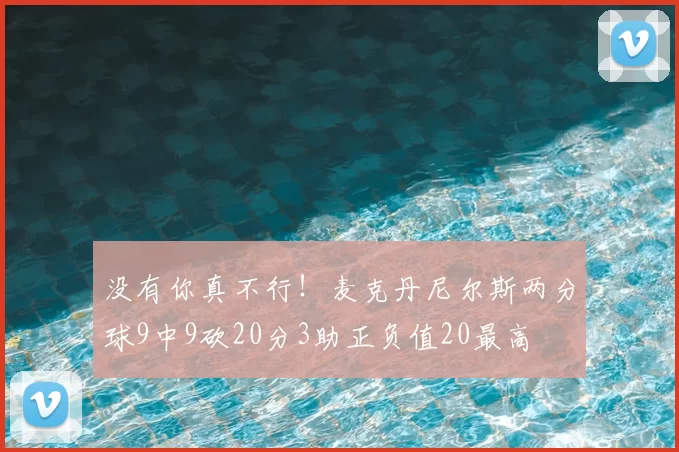 没有你真不行！麦克丹尼尔斯两分球9中9砍20分3助正负值20最高