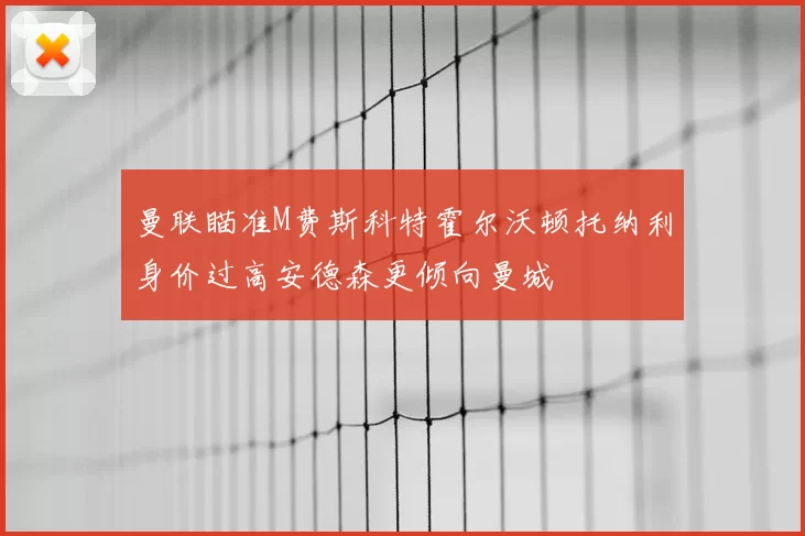 曼联瞄准M费斯科特霍尔沃顿托纳利身价过高安德森更倾向曼城